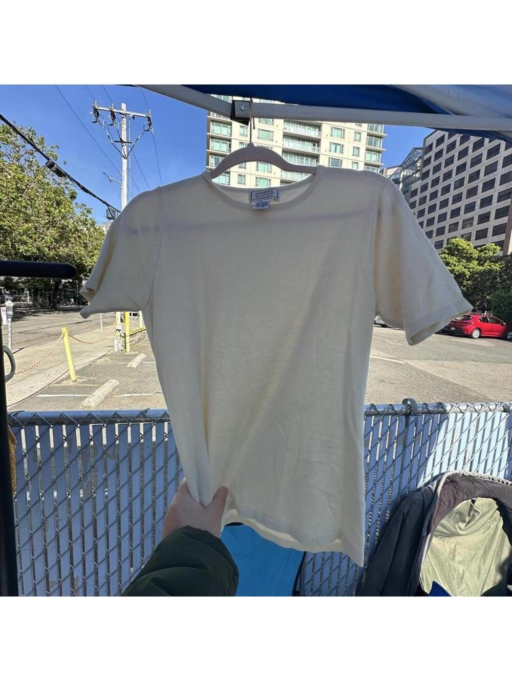 Women's Cream and Tan Tshirt